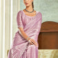 Jyoti Fashion Women's Purple Silk Blend Embellished Border with Beads & Crystal Cutwork Saree with Blouse | Swadesiicart