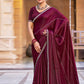 Jyoti Fashion Women's Maroon Shimmer Chiffon Embellished Border with Crystal Lines Saree with Blouse | Swadesiicart