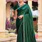 Jyoti Fashion Women's Green Shimmer Chiffon Embellished Border with Crystal Lines Saree with Blouse | Swadesiicart