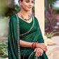 Jyoti Fashion Women's Green Shimmer Chiffon Embellished Border with Crystal Lines Saree with Blouse | Swadesiicart