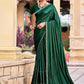 Jyoti Fashion Women's Green Shimmer Chiffon Embellished Border with Crystal Lines Saree with Blouse | Swadesiicart