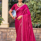 Jyoti Fashion Women's Magenta Shimmer Chiffon Embellished Border with Crystal Lines Saree with Blouse | Swadesiicart