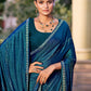 Jyoti Fashion Women's Teal Shimmer Chiffon Embellished Border with Crystal Lines Saree with Blouse | Swadesiicart
