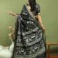 Jyoti Fashion Women's Black Silk Blend Floral Print with Checks Jari Weaving Saree with Blouse | Swadesiicart