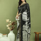 Jyoti Fashion Women's Black Silk Blend Print with Checks Jari Weaving Pattrn Saree with Blouse | Swadesiicart