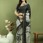 Jyoti Fashion Women's Black Silk Blend Print with Checks Jari Weaving Pattrn Saree with Blouse | Swadesiicart