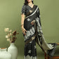 Jyoti Fashion Women's Black Silk Blend Print with Checks Jari Weaving Pattrn Saree with Blouse | Swadesiicart