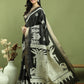 Jyoti Fashion Women's Black Silk Blend Print with Checks Jari Weaving Pattrn Saree with Blouse | Swadesiicart