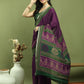 Jyoti Fashion Women's Purple Silk Blend Ikat Floral Print with Jari Border Saree with Blouse | Swadesiicart