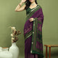 Jyoti Fashion Women's Purple Silk Blend Ikat Floral Print with Jari Border Saree with Blouse | Swadesiicart