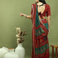 Jyoti Fashion Women's Teal Silk Blend Ikat Floral Print with Jari Border Saree with Blouse | Swadesiicart