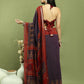 Jyoti Fashion Women's Violet Silk Blend Ikat Floral Print with Jari Border Saree with Blouse | Swadesiicart