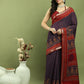 Jyoti Fashion Women's Violet Silk Blend Ikat Floral Print with Jari Border Saree with Blouse | Swadesiicart