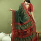 Jyoti Fashion Women's Green Silk Blend Ikat Floral Print with Jari Border Saree with Blouse | Swadesiicart
