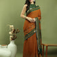 Jyoti Fashion Women's Mustard Silk Blend Ikat Floral Print with Jari Border Saree with Blouse | Swadesiicart