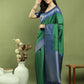 Jyoti Fashion Women's Green Silk Blend Ikat Jari Weaving Pattern with Jari Border Saree with Blouse | Swadesiicart