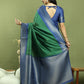 Jyoti Fashion Women's Green Silk Blend Ikat Jari Weaving Pattern with Jari Border Saree with Blouse | Swadesiicart