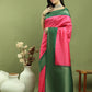 Jyoti Fashion Women's Pink Silk Blend Ikat Jari Weaving Pattern with Jari Border Saree with Blouse | Swadesiicart