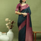 Jyoti Fashion Women's Teal Silk Blend Ikat Jari Weaving Pattern with Jari Border Saree with Blouse | Swadesiicart