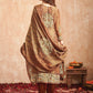 Jyoti Fashion Women's Brown Pure Tissue Shimmer Floral Digital Print With Zardoshi Hand Work Salwar Suit Set | Swadesiicart