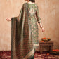 Jyoti Fashion Women's Green Pure Tissue Shimmer Floral Digital Print With Zardoshi Hand Work Salwar Suit Set | Swadesiicart