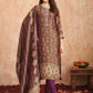 Jyoti Fashion Women's Purple Pure Tissue Shimmer Floral Digital Print With Zardoshi Hand Work Salwar Suit Set | Swadesiicart