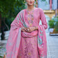 Jyoti Fashion Women's Pink Muslin Resham Thread with Jari & Cut Work Salwar Suit Set | Swadesiicart