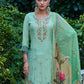 Jyoti Fashion Women's Green Muslin Resham Thread with Jari & Cut Work Salwar Suit Set | Swadesiicart