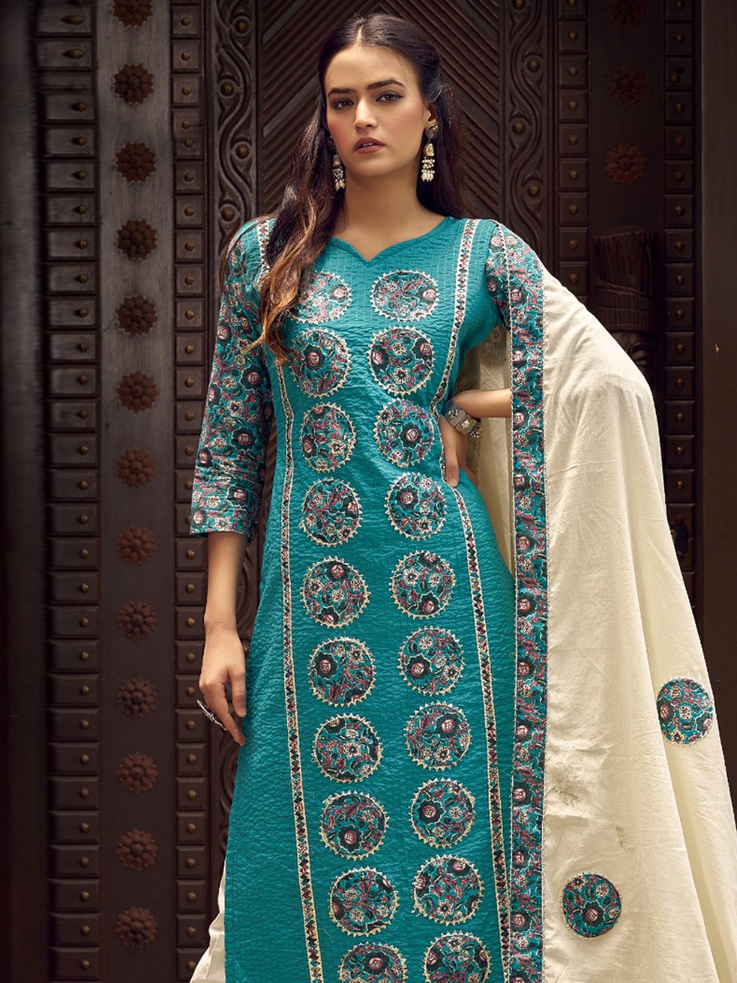 Jyoti Fashion Women's Teal Pure Cotton Digital Printed Salwar Suit Set | Swadesiicart