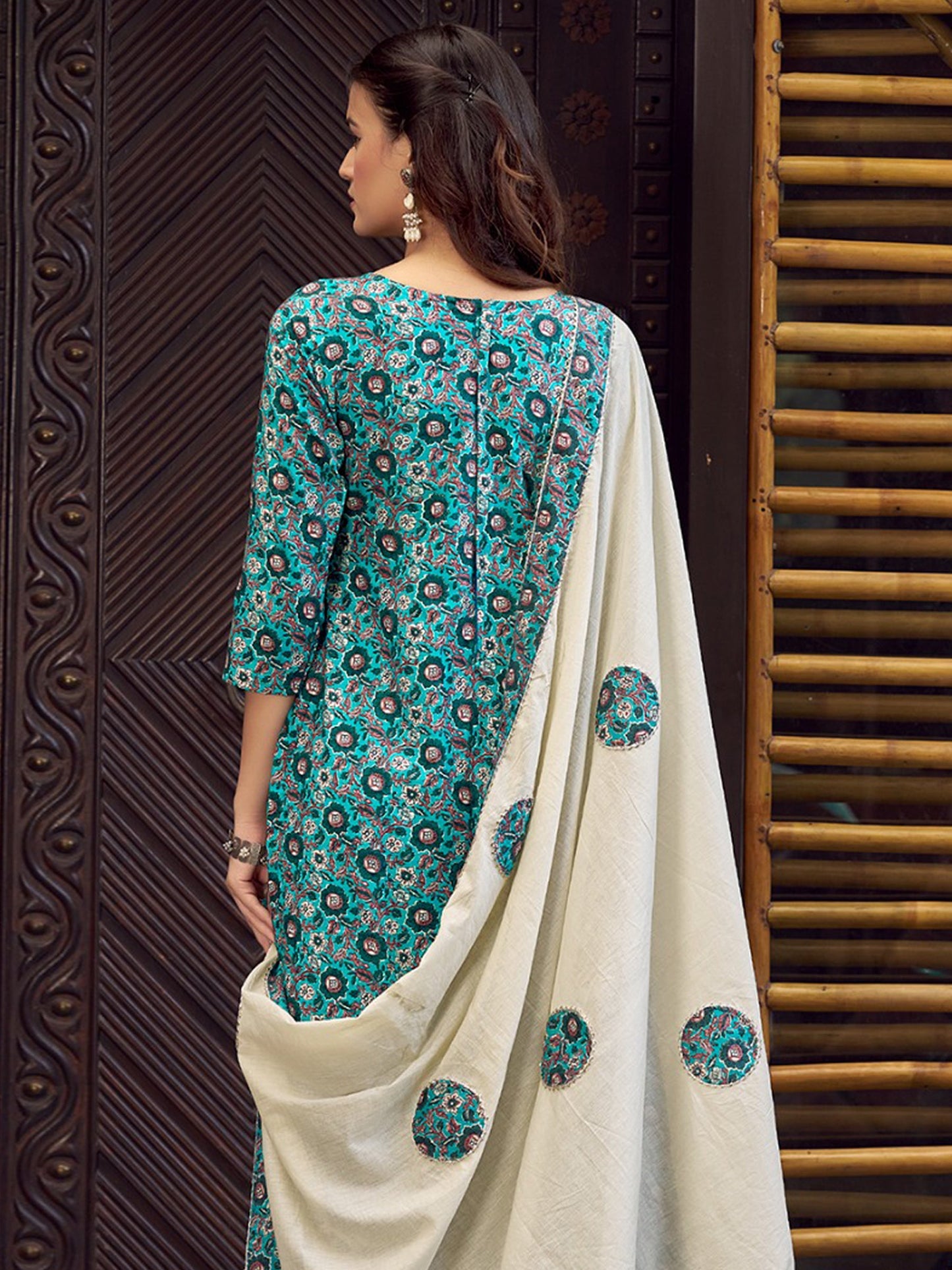 Jyoti Fashion Women's Teal Pure Cotton Digital Printed Salwar Suit Set | Swadesiicart