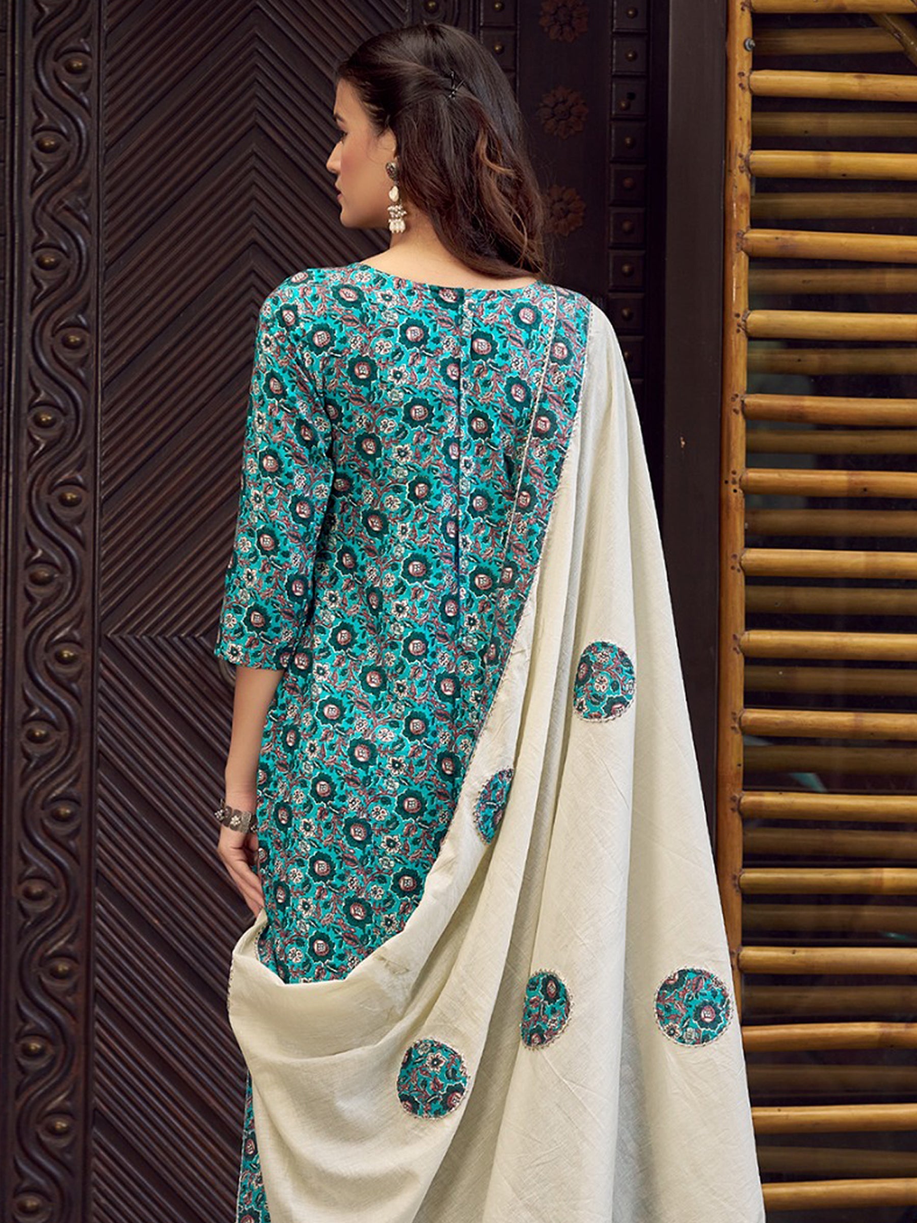 Jyoti Fashion Women's Teal Pure Cotton Digital Printed Salwar Suit Set | Swadesiicart