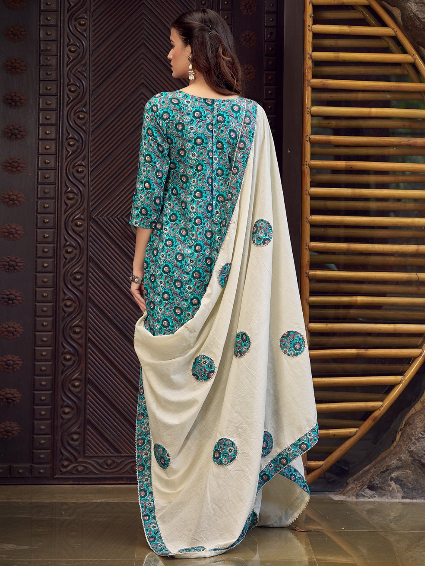 Jyoti Fashion Women's Teal Pure Cotton Digital Printed Salwar Suit Set | Swadesiicart