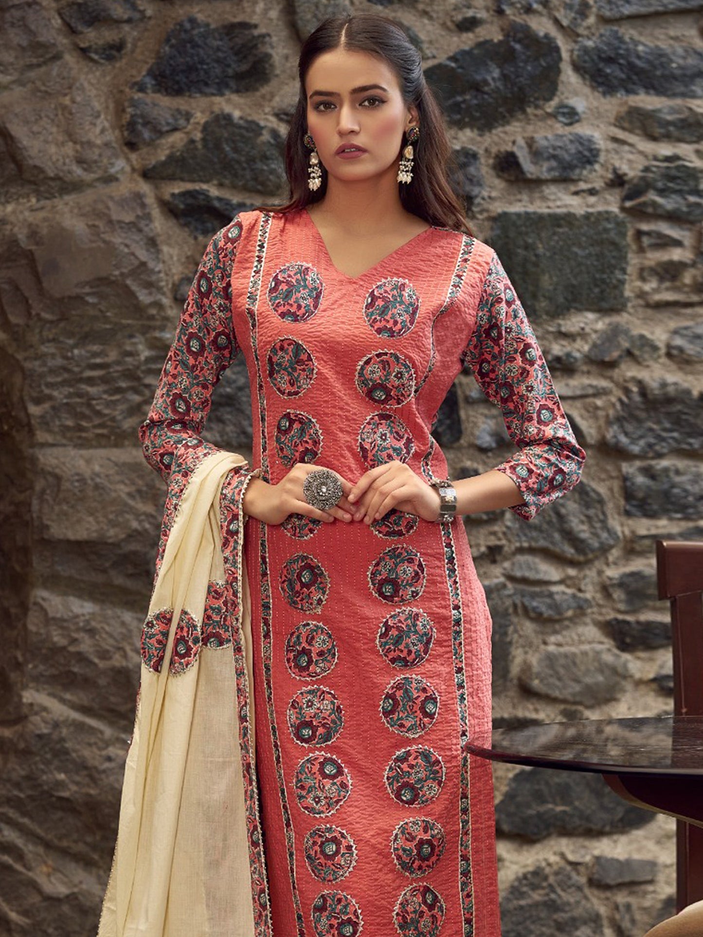 Jyoti Fashion Women's Coral Pure Cotton Digital Printed Salwar Suit Set | Swadesiicart
