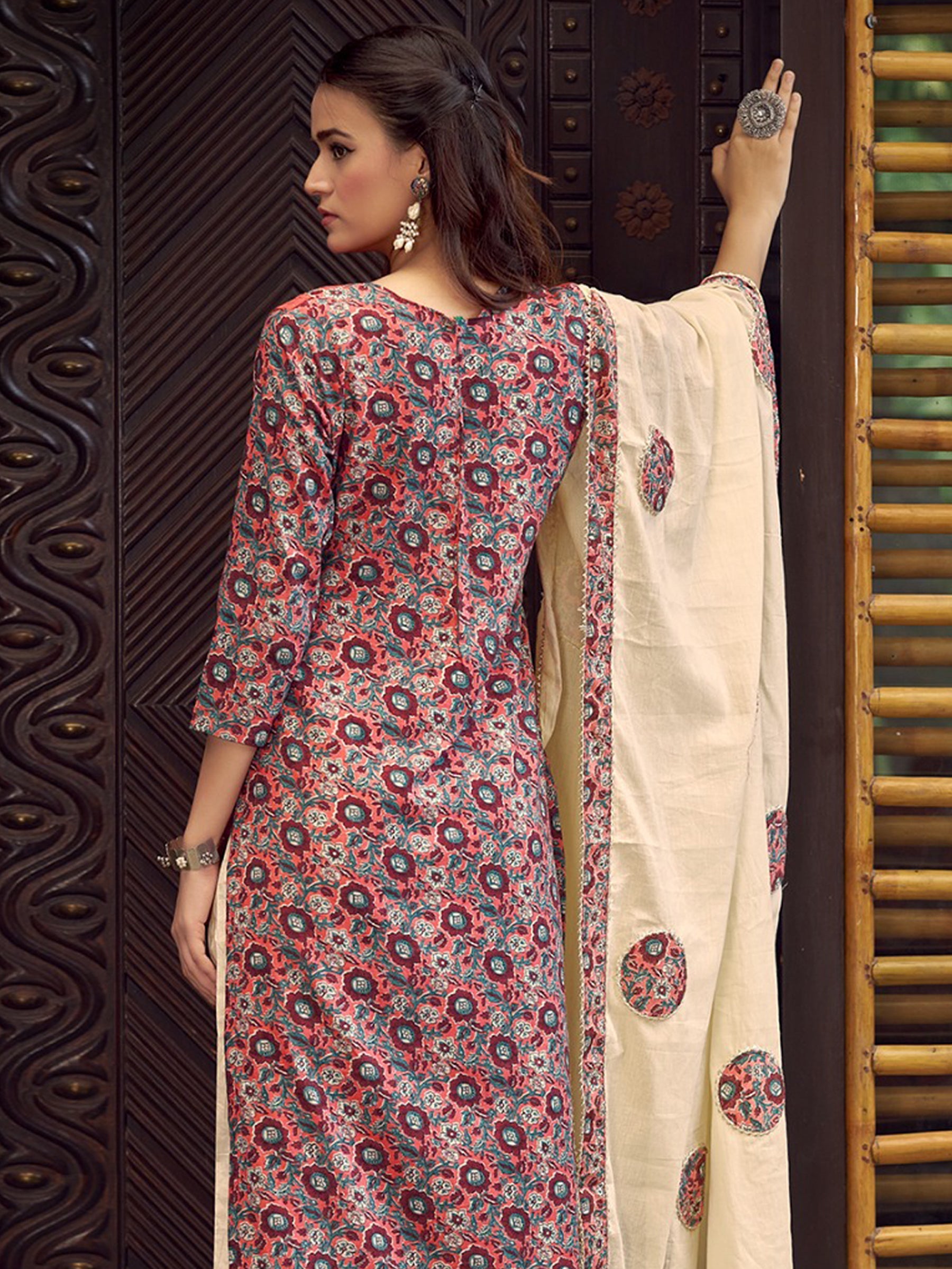Jyoti Fashion Women's Coral Pure Cotton Digital Printed Salwar Suit Set | Swadesiicart