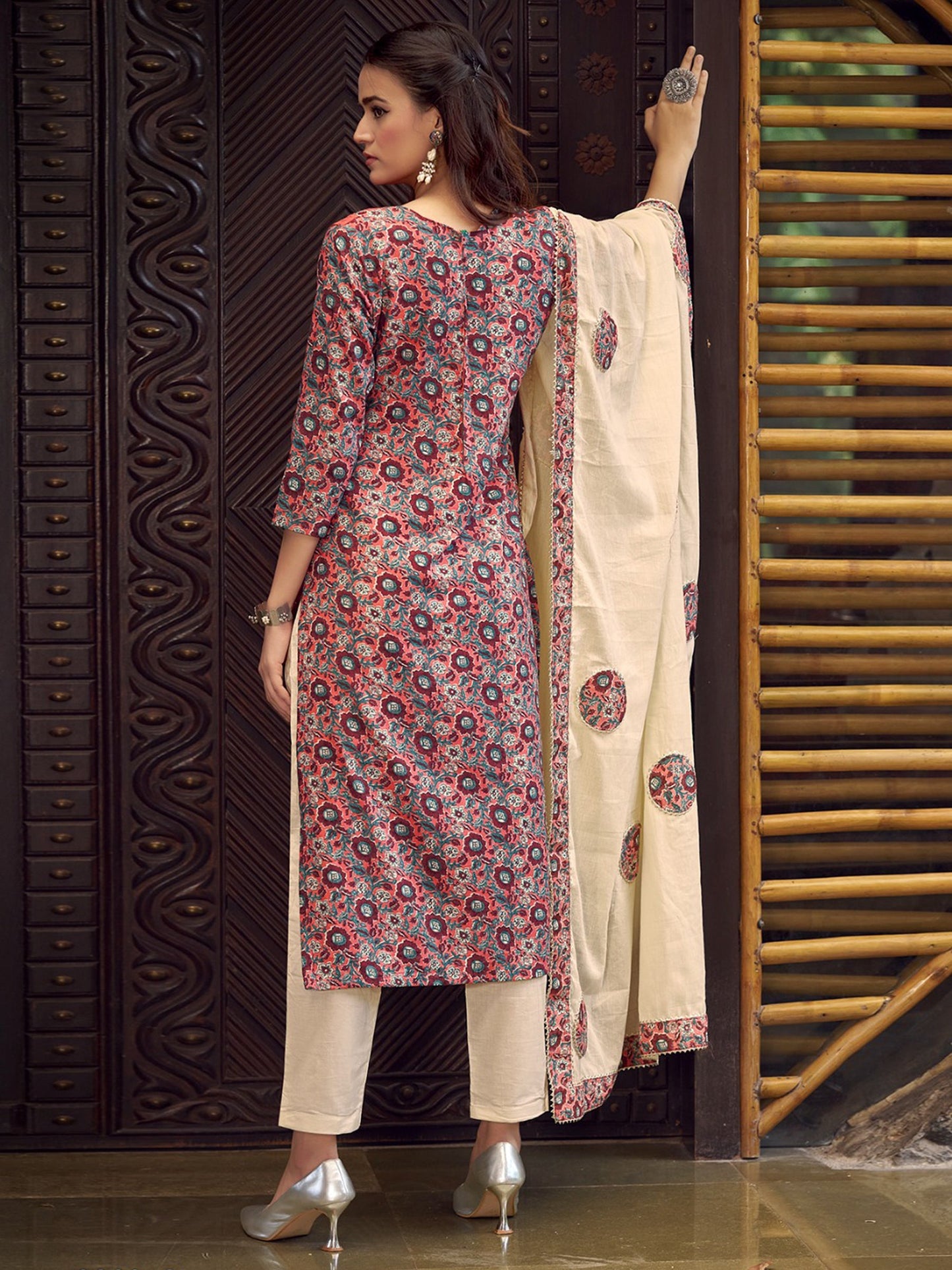 Jyoti Fashion Women's Coral Pure Cotton Digital Printed Salwar Suit Set | Swadesiicart