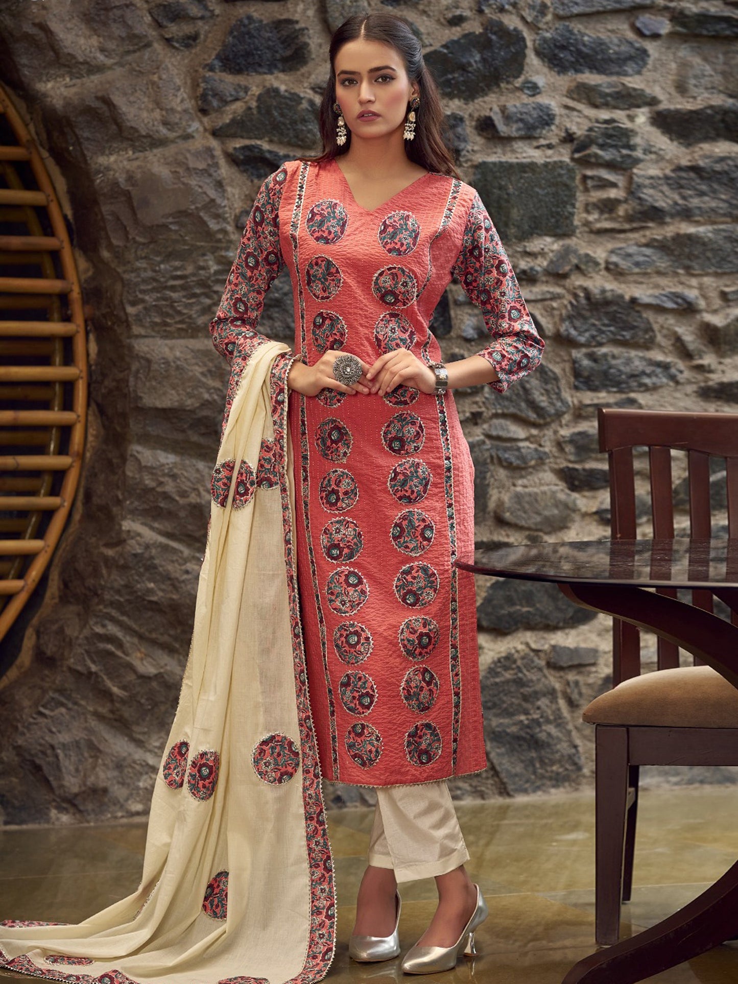 Jyoti Fashion Women's Coral Pure Cotton Digital Printed Salwar Suit Set | Swadesiicart