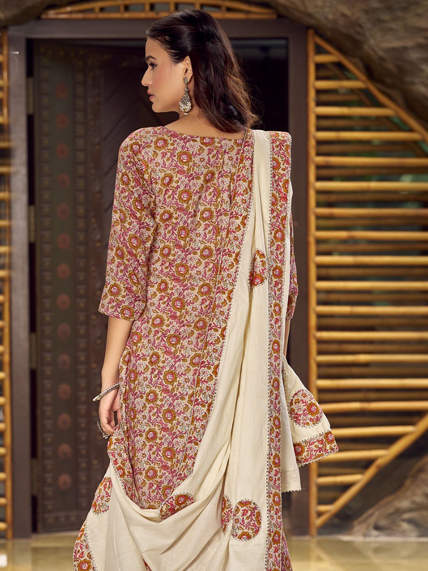 Jyoti Fashion Women's Beige Pure Cotton Digital Printed Salwar Suit Set | Swadesiicart