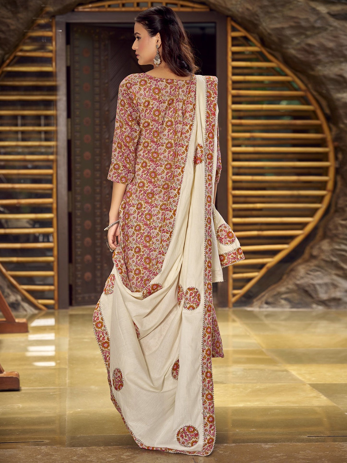 Jyoti Fashion Women's Beige Pure Cotton Digital Printed Salwar Suit Set | Swadesiicart