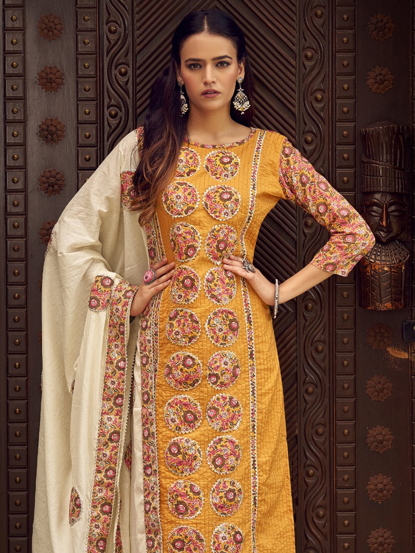 Jyoti Fashion Women's Mustard Pure Cotton Digital Printed Salwar Suit Set | Swadesiicart