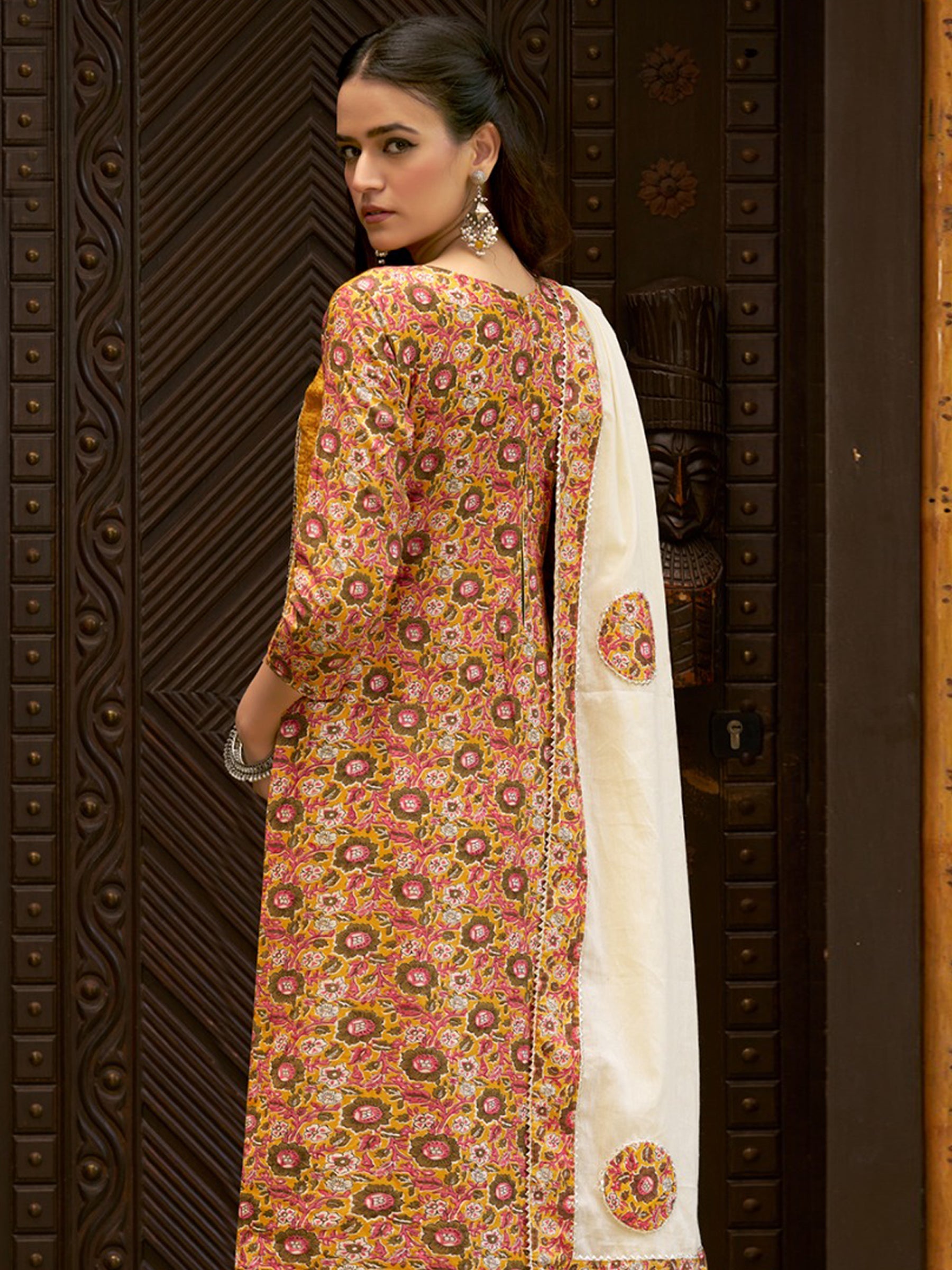 Jyoti Fashion Women's Mustard Pure Cotton Digital Printed Salwar Suit Set | Swadesiicart