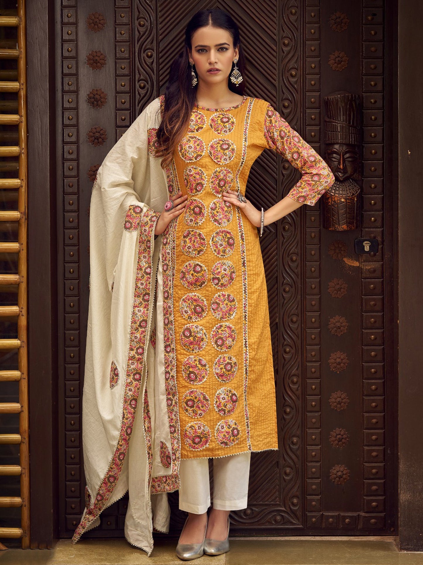 Jyoti Fashion Women's Mustard Pure Cotton Digital Printed Salwar Suit Set | Swadesiicart