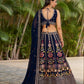 Jyoti Fashion Women's Navy Blue Georgette Zari & Heavy Sequin Embroidery Lehenga Choli & Dupatta | Swadesiicart