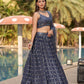 Jyoti Fashion Women's Grey Georgette Zari & Heavy Sequin Embroidery Lehenga Choli & Dupatta | Swadesiicart