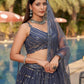 Jyoti Fashion Women's Grey Georgette Zari & Heavy Sequin Embroidery Lehenga Choli & Dupatta | Swadesiicart