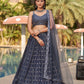 Jyoti Fashion Women's Grey Georgette Zari & Heavy Sequin Embroidery Lehenga Choli & Dupatta | Swadesiicart