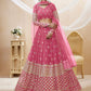 Jyoti Fashion Women's Pink Georgette Sequins Zari Embroidered Lehenga Choli & Dupatta | Swadesiicart