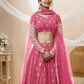 Jyoti Fashion Women's Pink Georgette Sequins Zari Embroidered Lehenga Choli & Dupatta | Swadesiicart
