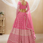 Jyoti Fashion Women's Pink Georgette Sequins Zari Embroidered Lehenga Choli & Dupatta | Swadesiicart