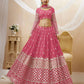 Jyoti Fashion Women's Pink Georgette Sequins Zari Embroidered Lehenga Choli & Dupatta | Swadesiicart