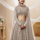 Jyoti Fashion Women's Grey Georgette Sequins Zari Embroidered Lehenga Choli & Dupatta | Swadesiicart